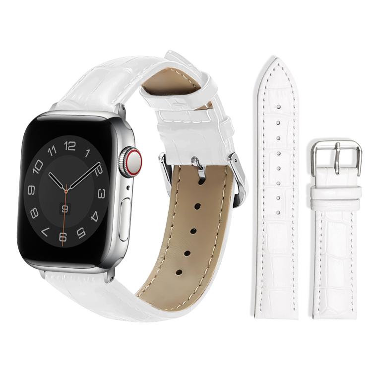 Apple Watch 42/44/45/46/49mm Bamboo Texture Leather Band - White