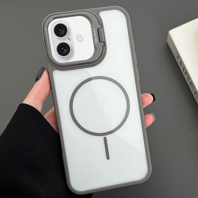 Apple iPhone 16 Plus PC Lens Holder MagSafe Magnetic Phone Case Cover - Grey
