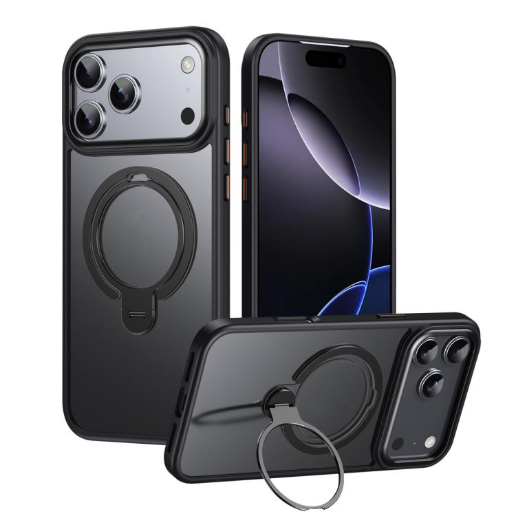 Apple iPhone 17 Pro Double Ring MagSafe Magnetic Holder Phone Case - Matte Black