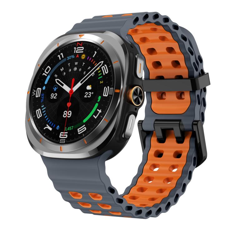 Samsung Galaxy Watch Ultra 47mm / Ultra 2025 Silicone Watch Band - Space Grey Orange