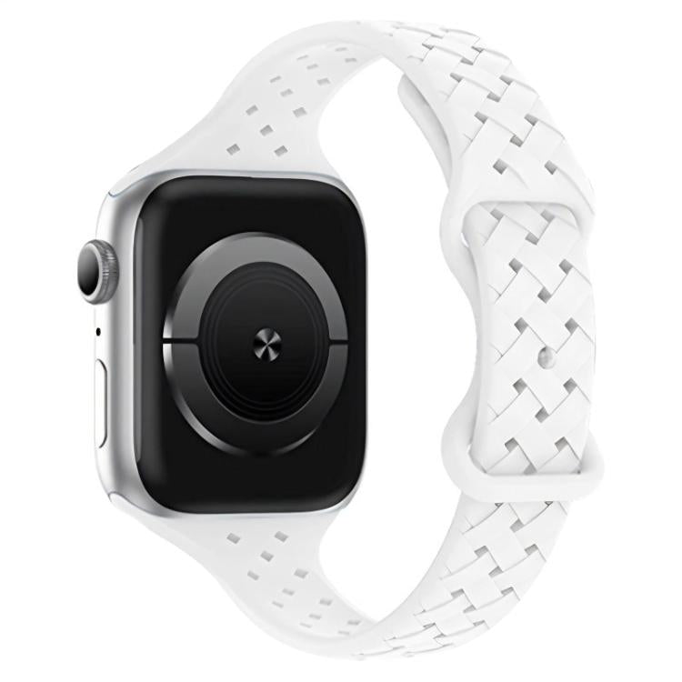 Apple Watch 42/44/45/46/49mm xDfind Butterfly Buckle Braid Silicone Watch Band - White