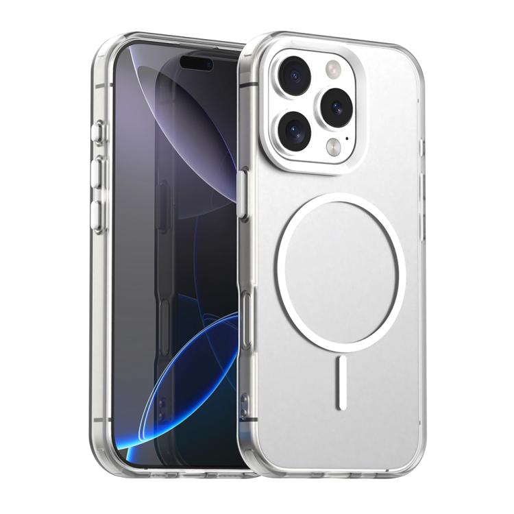 Apple iPhone 16 Pro Max Candy Fine Circle MagSafe PC Hybrid TPU Phone Case - White