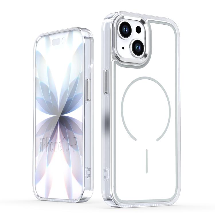 Apple iPhone 14 / 13 Bright Shadow Two-color MagSafe Magnetic Phone Case Cover - White