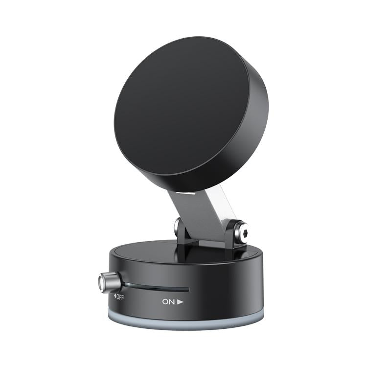 TOTUDESIGN Foldable Vacuum Suction Cup Magnetic Car Lifting Phone Holder (Black) for Apple iPhone, Samsung Galaxy, and More