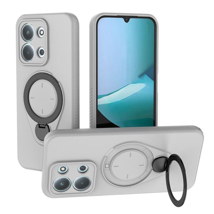 Xiaomi Redmi 15C 5G / 4G EU MagSafe TPU Phone Case Cover with 360 Degree Rotating Holder - Grey