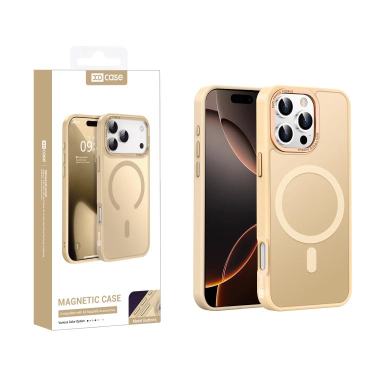 Apple iPhone 16 Pro Max XDCase Cover Metal Lens Frame Skin Feel Magnetic Phone Case Cover - Gold