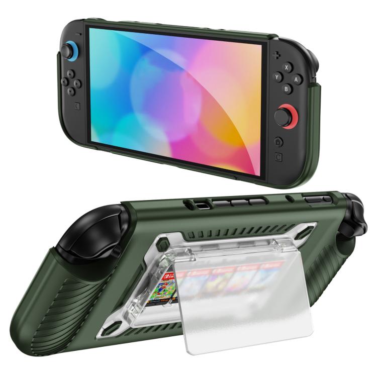 Nintendo Switch 2 Anti-slip Textured TPU Hybrid PC Gaming Console Protective Case with Card Slot Green