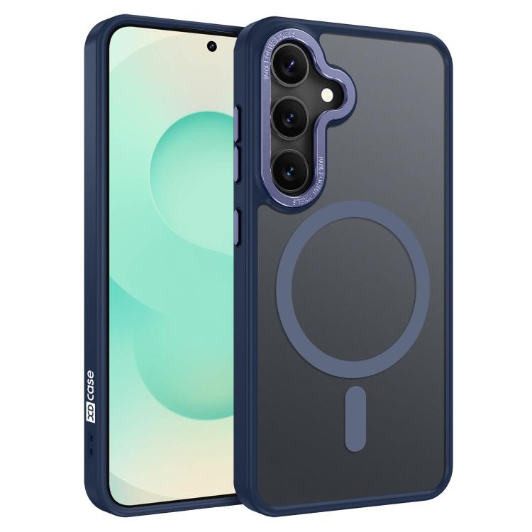 Samsung Galaxy S25 5G XDcase Metal Lens Frame Skin Feel Magnetic Phone Case - Dark Blue