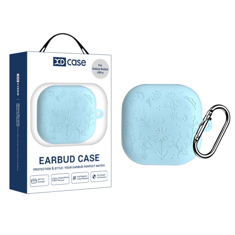 Samsung Galaxy Buds4 / 4 Pro XDcase Solid Color Liquid Silicone Earbuds Case with Hook - Light Blue