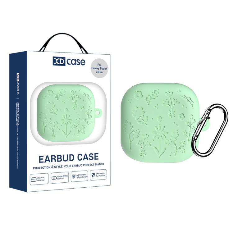 Samsung Galaxy Buds4 / 4 Pro XDcase Solid Color Liquid Silicone Earbuds Case with Hook - Matcha Green