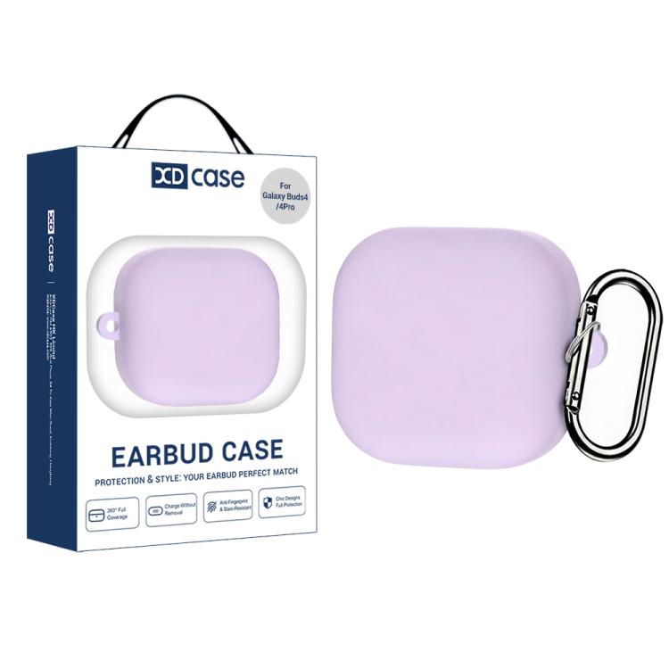 Samsung Galaxy Buds4 / 4 Pro XDcase Solid Color Liquid Silicone Earbuds Case with Hook - Light Purple