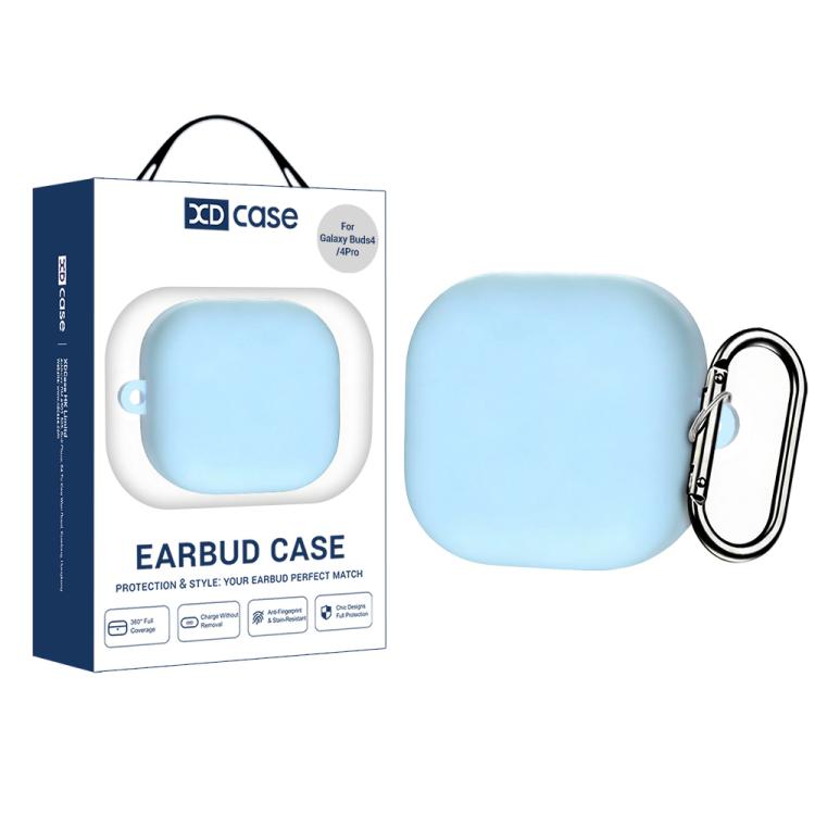Samsung Galaxy Buds4 / 4 Pro XDcase Solid Color Liquid Silicone Earbuds Case with Hook - Light Blue