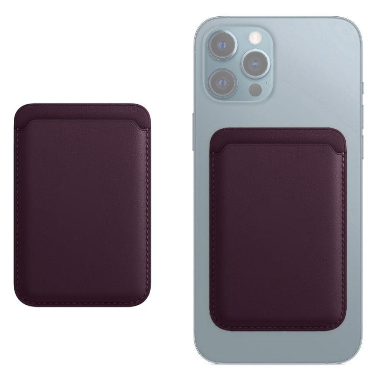 Leather Wallet Pouch Card Holder Magsafing Case Cover Apple iPhone 13 Series / 12 Series (Dark Purple)