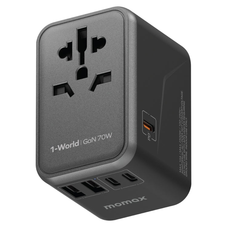 MOMAX 1-World UA8 PD 70W Fast Charger Power Adapter - Black