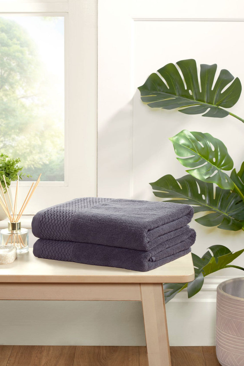 Eden Weave Bath Sheet Steel Grey