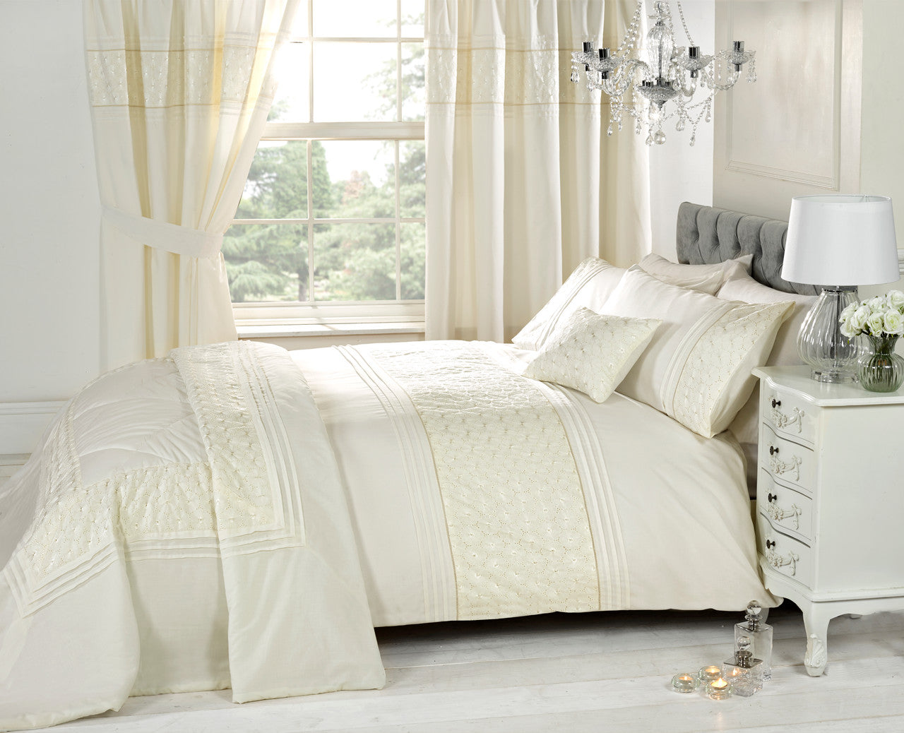 Everdean Polycotton Duvet Set With Pillowcase Double Cream