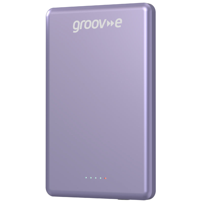 Groov-e Power Bank 5,000mAh Portable Magnetic Wireless Charger - Lilac