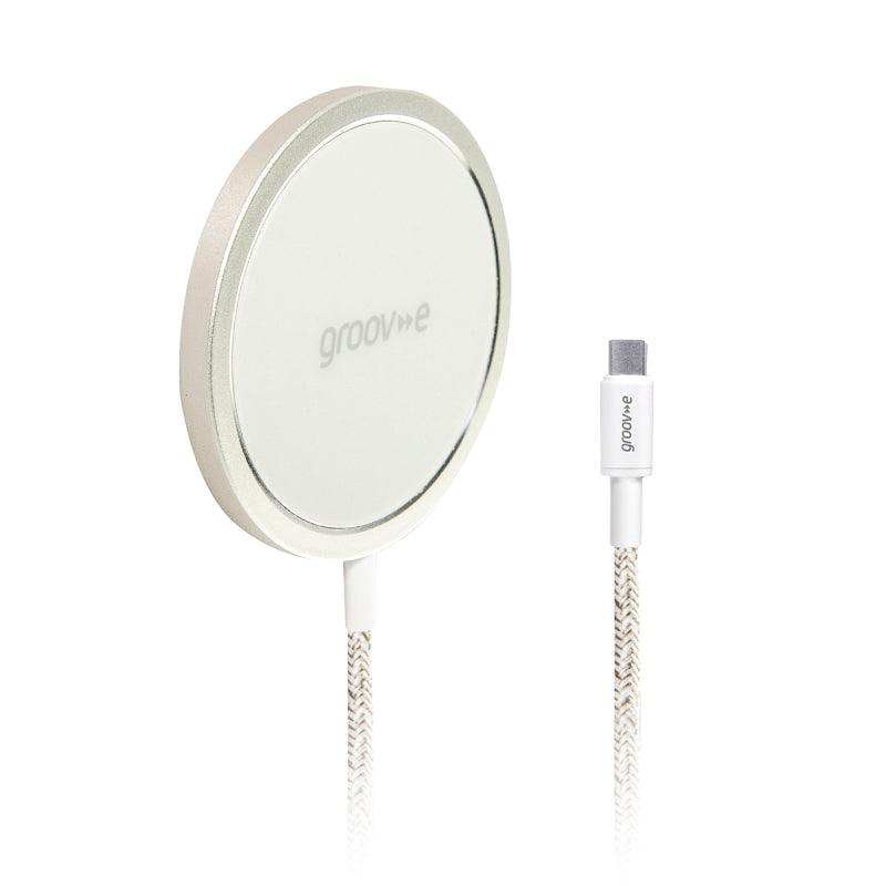 Groov-e Magnetic Wireless Charger 15W - White