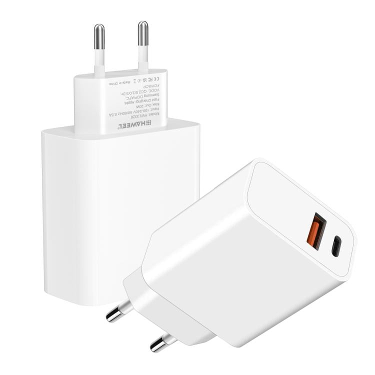 20W Dual-Port Fast Charger Adapter, EU Plug