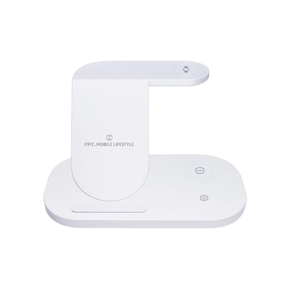 Samsung C&T ITFIT 3 in 1 LED Wireless Charger (With 30W UK Travel Adaptor) White