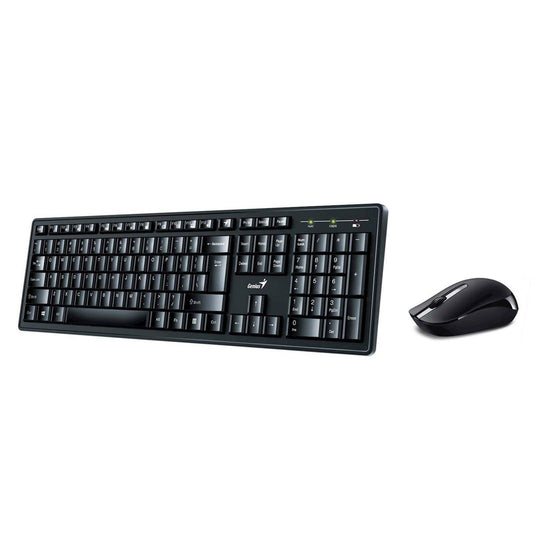 Genius KM-8200 Wireless Smart Keyboard and Mouse Combo Set, Customizable Function Keys, Multimedia, Full Size UK Layout and Optical Sensor Mouse, 1000dpi, designed for Home or Office