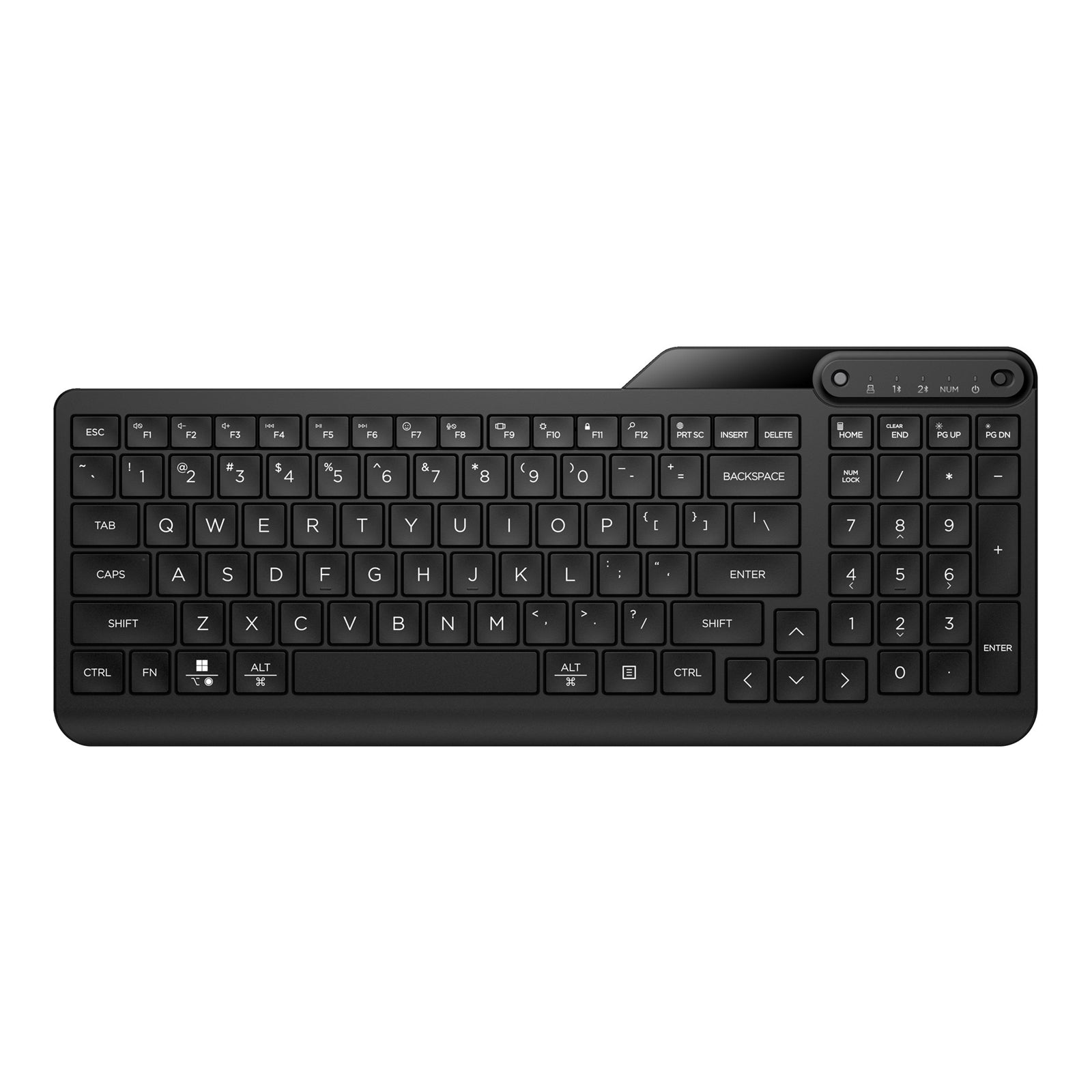 HP Dual-Mode Wireless Keyboard, Bluetooth or 2.4Ghz Wireless, Pair up to 3 Devices, 12 Progammable Keys, Qwerty UK English Layout, Black