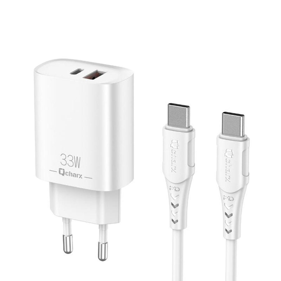 Qcharx Eros 33W Wall Charger with USB-C Cable - White