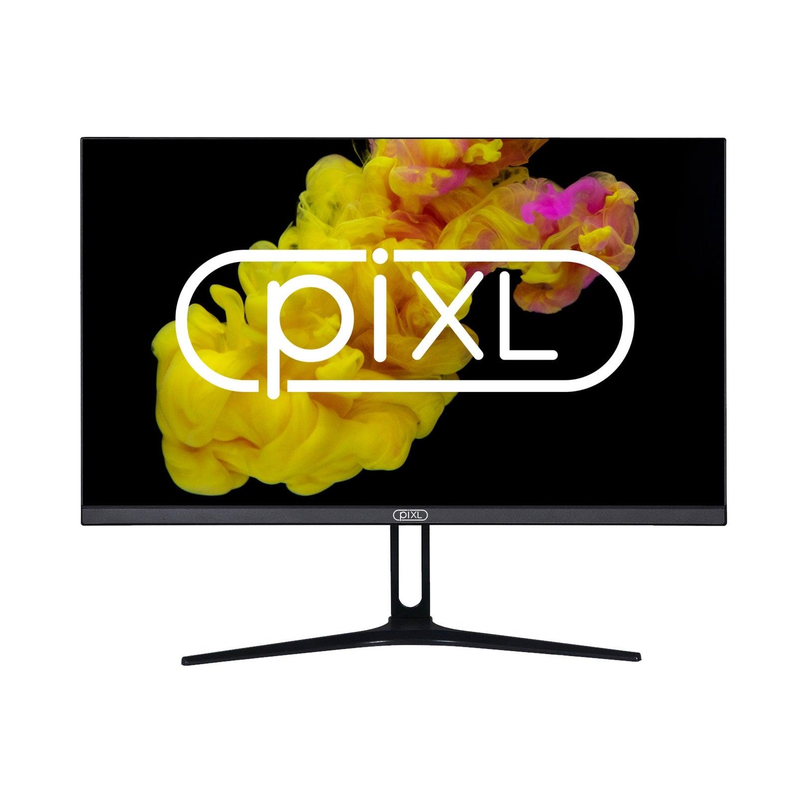 piXL 24 Inch Frameless Monitor, Widescreen IPS LCD Panel, 5ms Response Time, 75Hz Refresh Rate, Full HD 1920 x 1080, VGA, HDMI, Internal PSU, 16.7 Million Colour Support, Black Finish