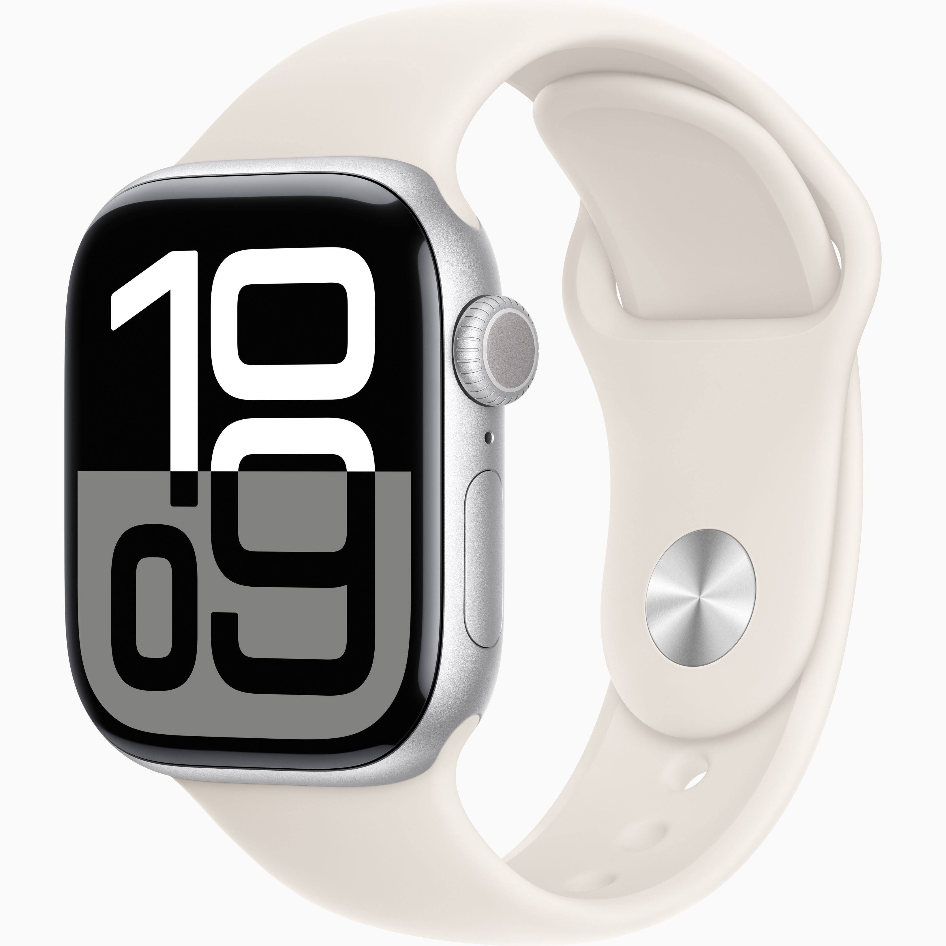 Apple Watch Series 10 GPS 46 mm Smartwatch with Silver Aluminium Case with Starlight Sport Band. Fitness Tracker, ECG App, Always-On Retina Display, Water Resistant