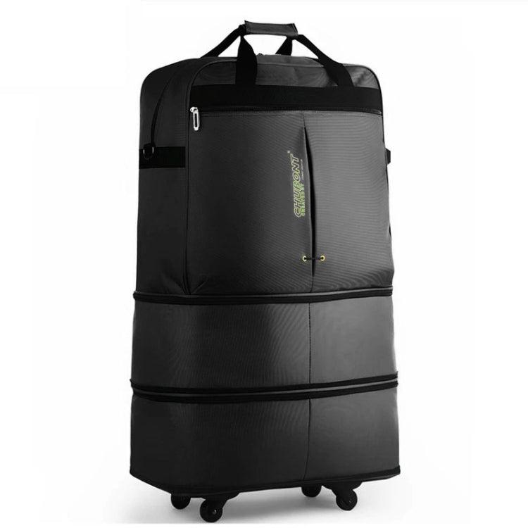 Retractable Suitcase Foldable Unisex Suitcase Lockable Travel Spinner Rolling Trolley Clothing Bag, Size: 32 inch (Black)