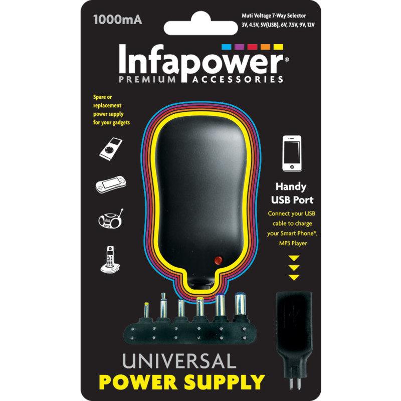 Infapower 1000mA 7-Way Universal Power Supply AC/DC Adaptor