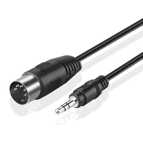 3.5mm Stereo Jack to Din 5 Pin MIDI Plug Audio Adapter Cable, 1.5m Length