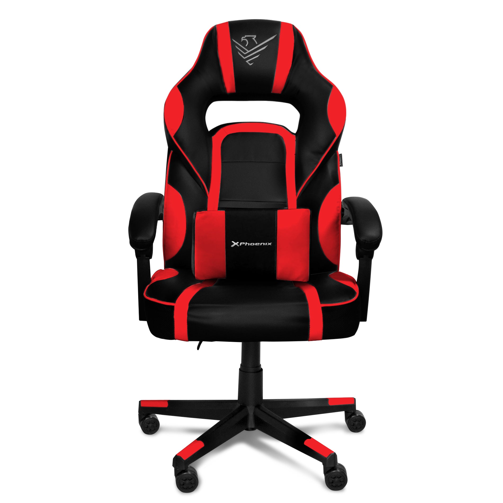 Height Adjustable Gaming Chair, with Lock, Folding Armrests, Non-Slip, Lumbar Cushion and 15 Degree Adjustable Backrest, Black and Red (Collection Only)