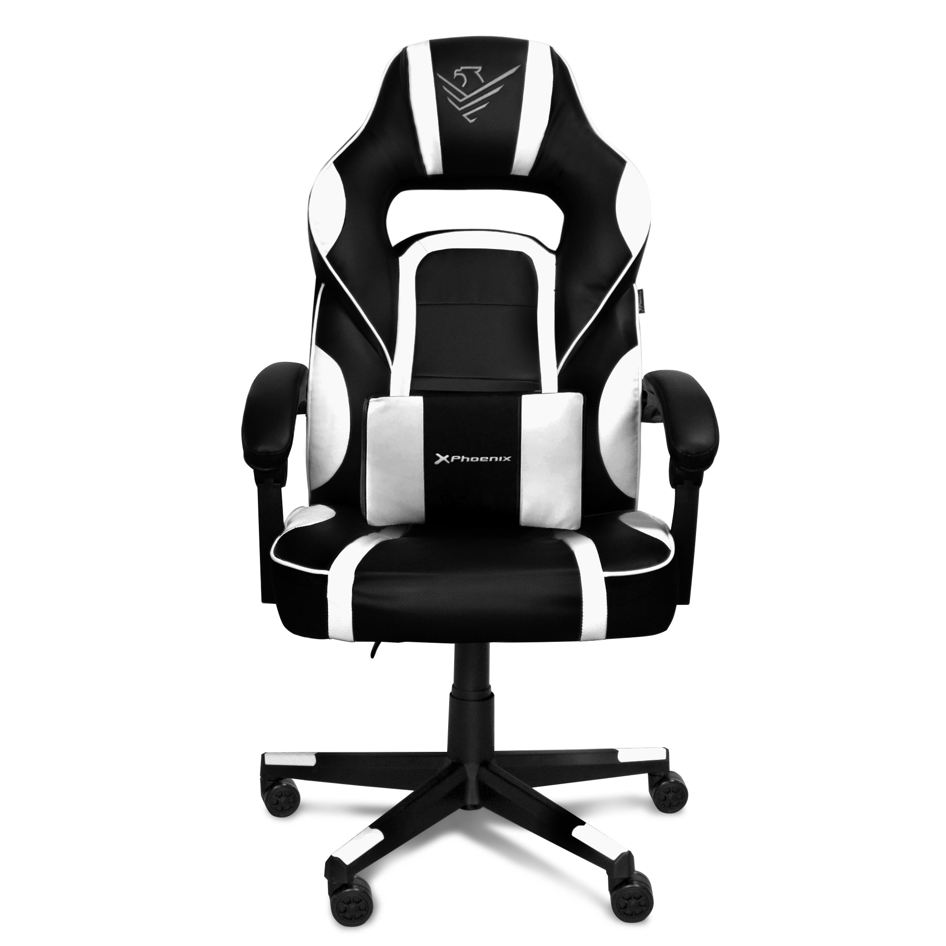 Height Adjustable Gaming Chair, with Lock, Folding Armrests, Non-Slip, Lumbar Cushion and 15 Degree Adjustable Backrest, Black and White (Collection Only)