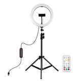 10.2 inch 26cm Marquee LED RGBWW Selfie Beauty Light + 1.1m Tripod Mount 168 LED Dual-color Temperature Dimmable Ring Vlogging Photography Video Lights with Cold Shoe Tripod Ball Head & Remote Control & Phone Clamp (Black)