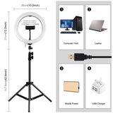 10.2 inch 26cm Marquee LED RGBWW Selfie Beauty Light + 1.1m Tripod Mount 168 LED Dual-color Temperature Dimmable Ring Vlogging Photography Video Lights with Cold Shoe Tripod Ball Head & Remote Control & Phone Clamp (Black)