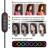 10.2 inch 26cm Marquee LED RGBWW Selfie Beauty Light + 1.1m Tripod Mount 168 LED Dual-color Temperature Dimmable Ring Vlogging Photography Video Lights with Cold Shoe Tripod Ball Head & Remote Control & Phone Clamp (Black)