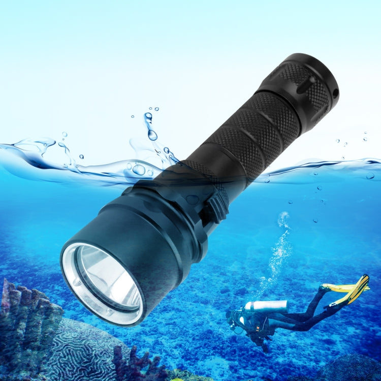 PULUZ 1000LM Aluminum Alloy Diving LED Flashlight - 50m Depth Cold White Light Torch