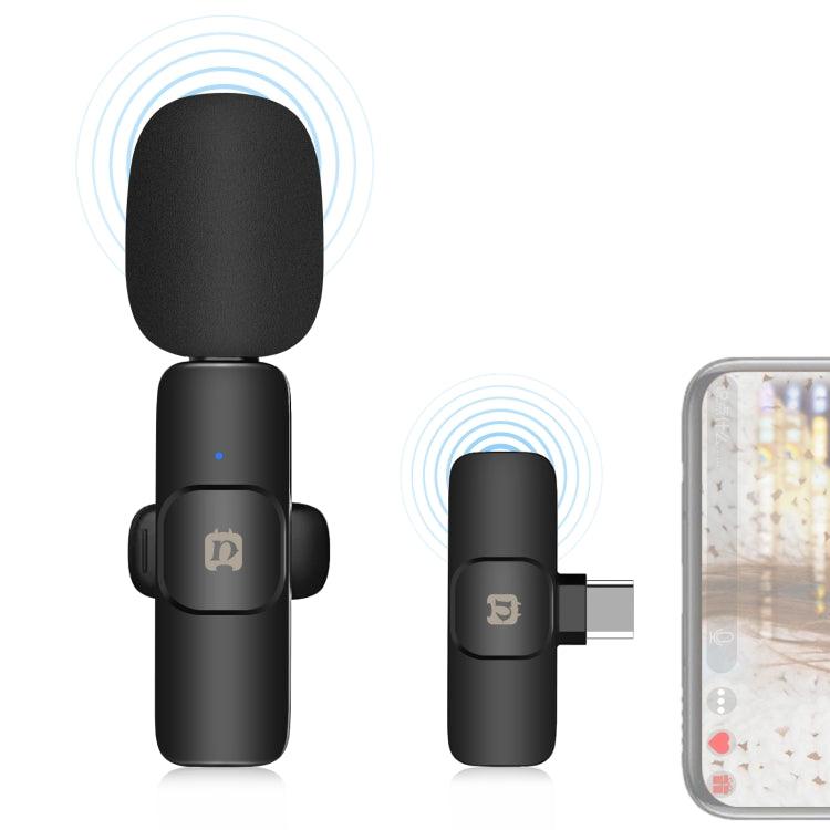 Wireless Lavalier Noise Reduction Reverb Microphone for Type-C / USB-C Device, Support Phone Charging (Black)