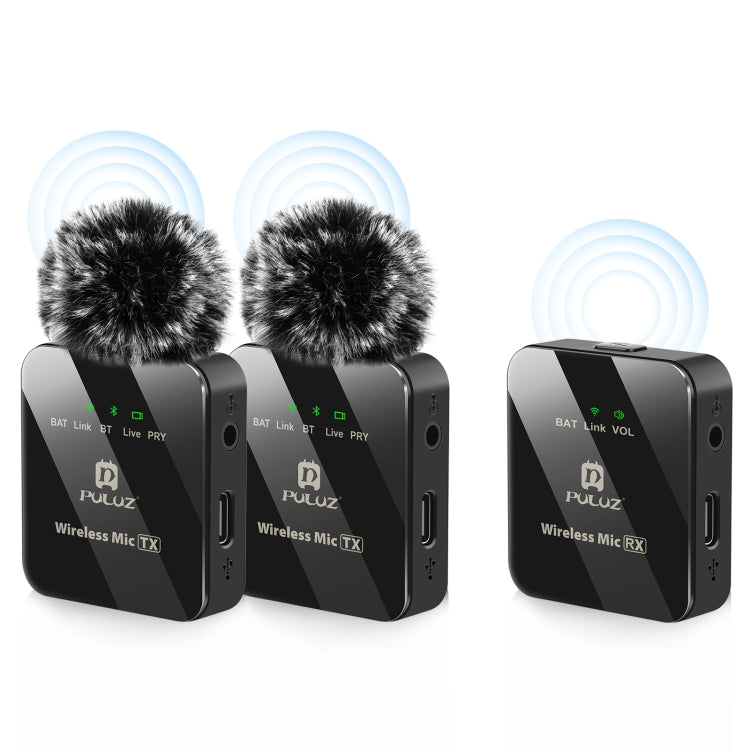 2 TX + 1 RX Wireless Lavalier Microphone (Black)