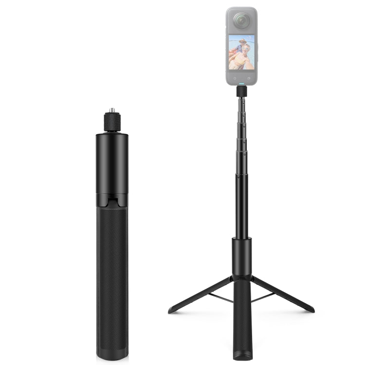 1.22m Retractable Invisible Selfie Stick with Tripod Insta360 X4 / X3 (Black)