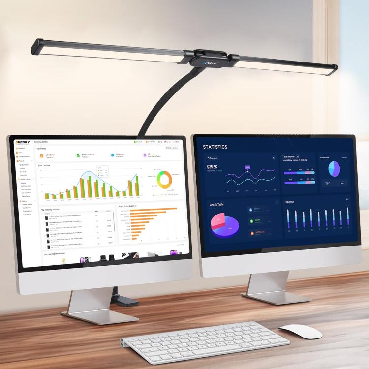 Gooseneck Tube LED Fill Light Double Head Clip Desk Lamp (Black)