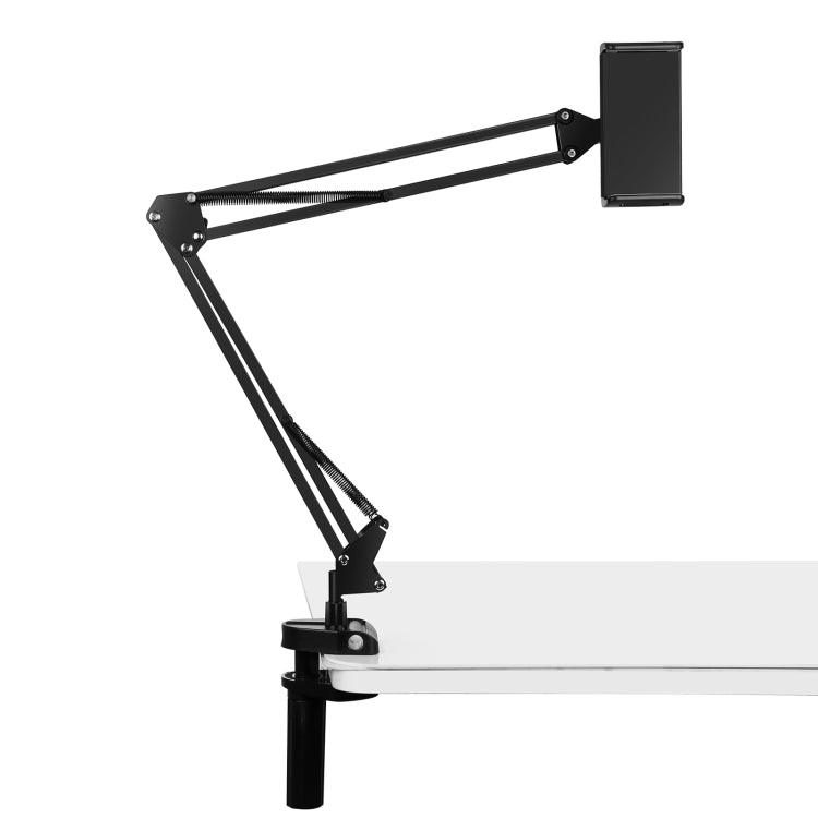 Live Broadcast Desktop Arm Stand Suspension Clamp Holder with Tablet PC Clamp (Black)