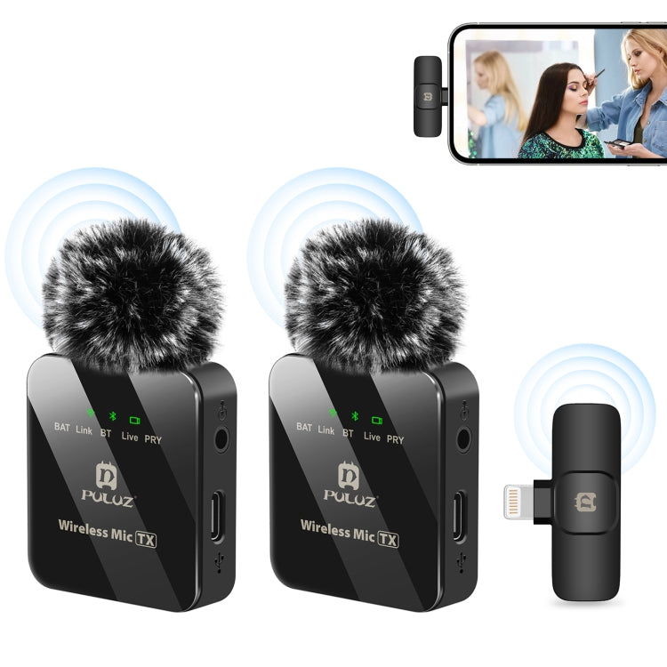 Wireless Lavalier Microphone Apple iPhone / iPad, 8-Pin Receiver and Dual Microphones (Black)