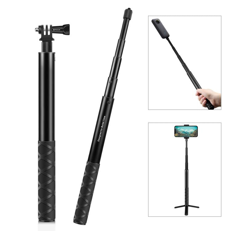 110cm Metal Selfie Stick Monopod with Invisible Adapter Base & Screw for Insta360 One RS/X2/X3/X4/DJI Osmo 360
