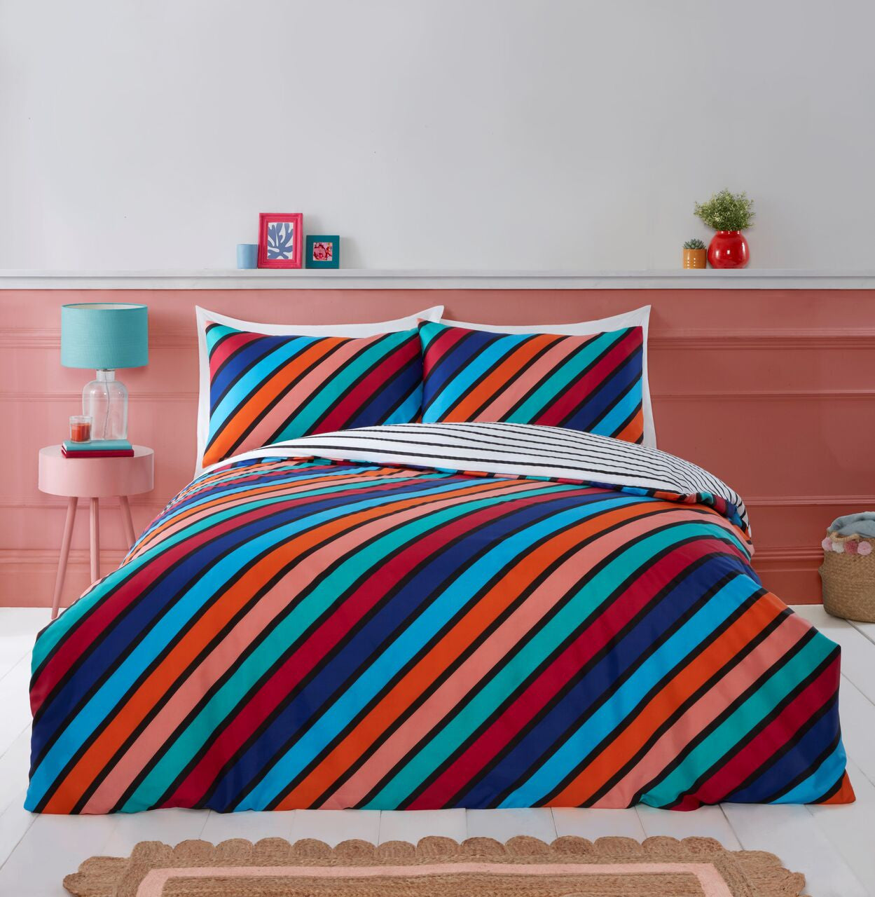Oxford Stripe Duvet Set King Bright
