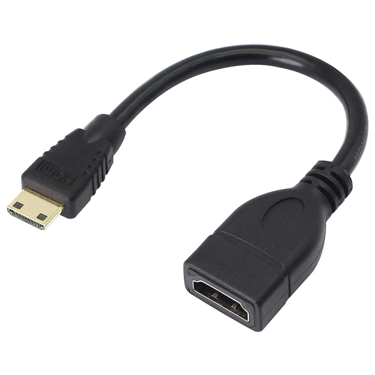 17cm Gold Plated Mini HDMI Male to HDMI 19 Pin Female Cable (Black)