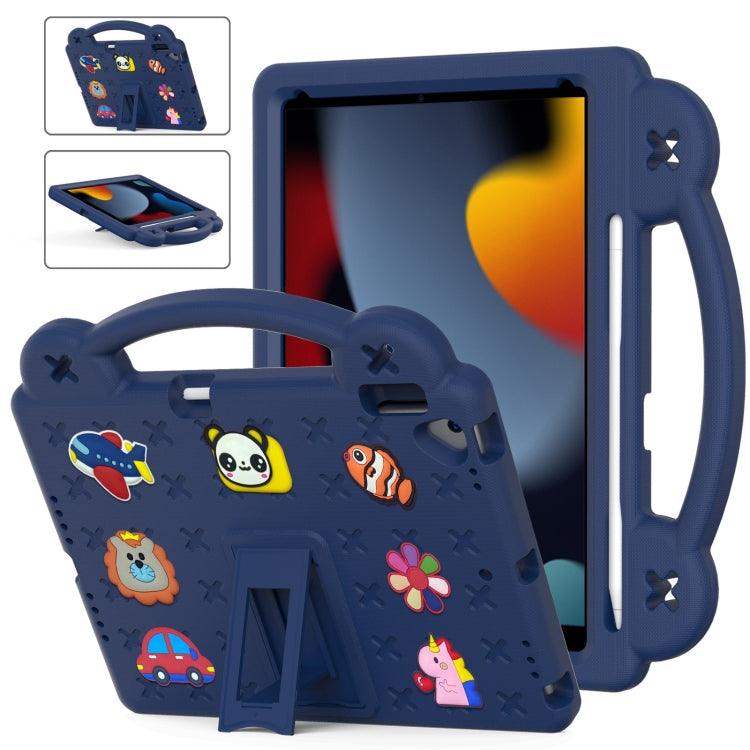 Apple iPad 10.2 2021 / 2020 / 2019 Handle Kickstand Children EVA Shockproof Tablet Case (Navy Blue)