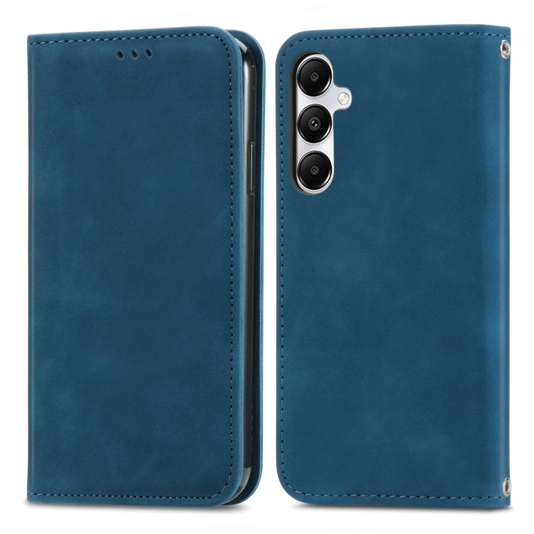 Samsung Galaxy A35 5G Retro Skin Feel Magnetic Leather Phone Case Cover (Blue)