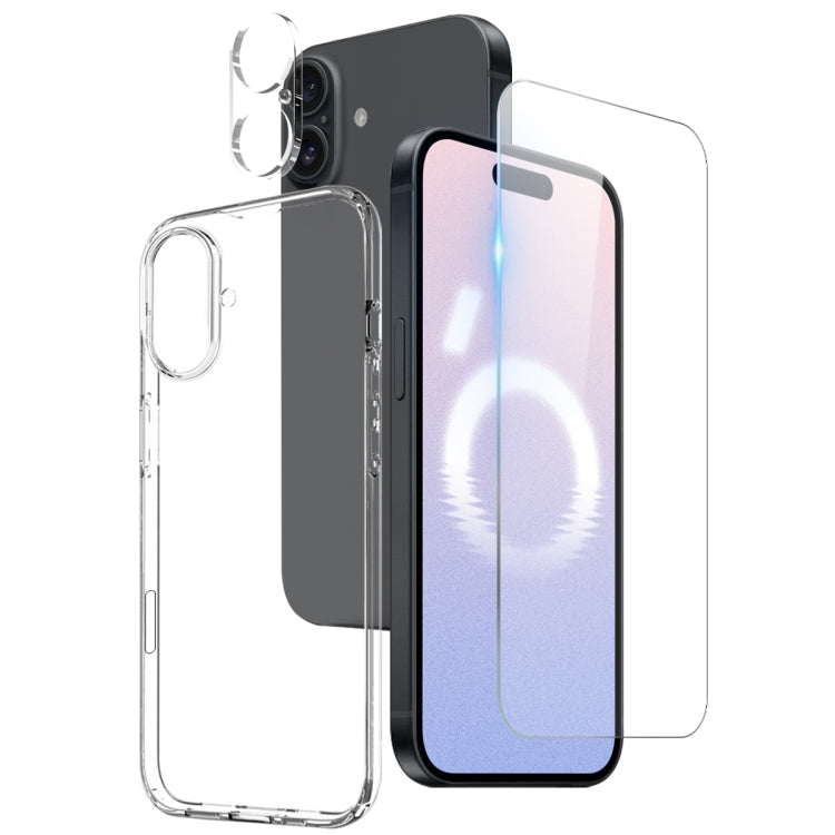 Apple iPhone 16 NORTHJO 3 in 1 TPU Phone Case with Screen Protector Film and Lens Film (Clear)